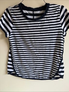 Talbots Black and White Striped Short Sleeve Tee